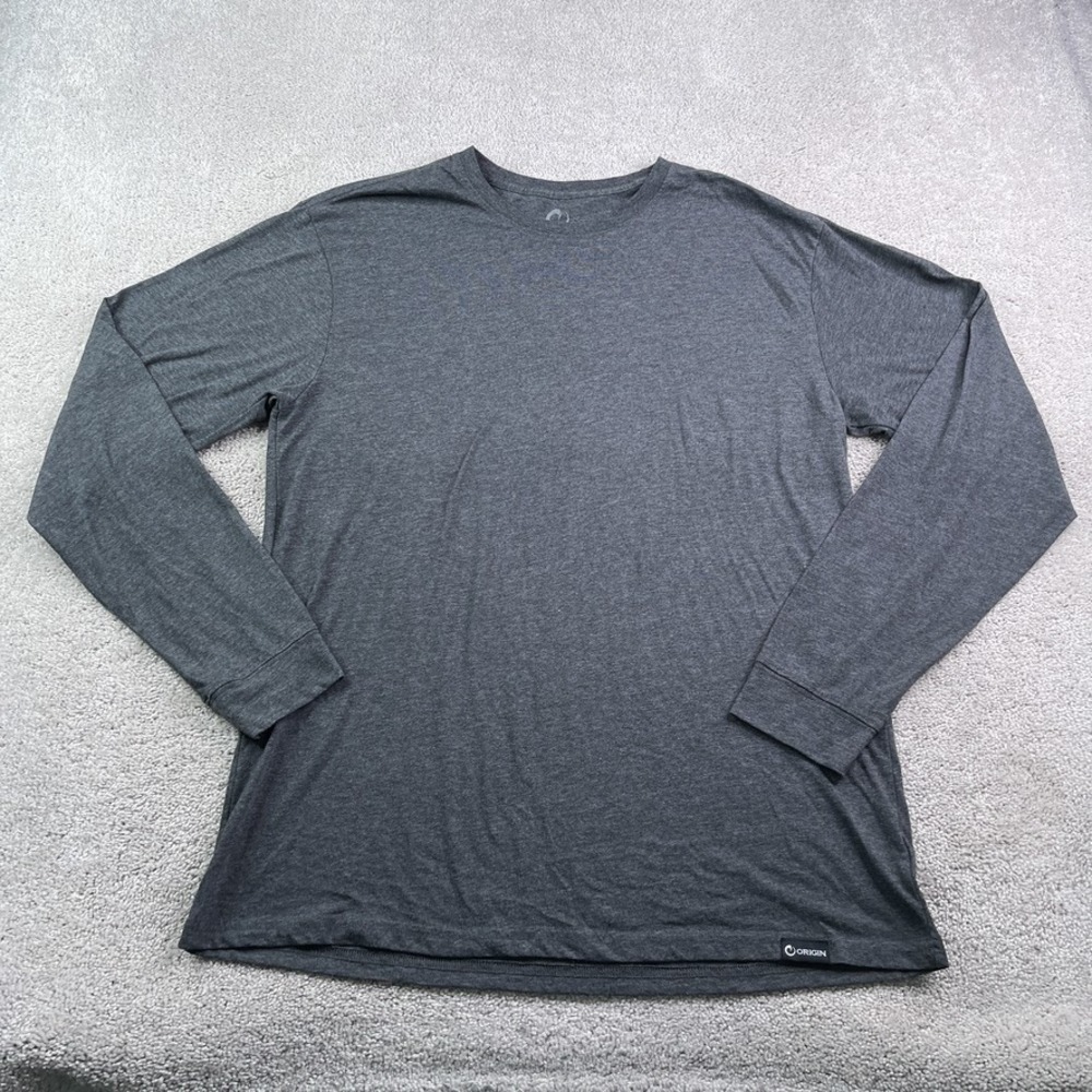 Origin Shirt Mens XL Gray Core Tee Long Sleeve Made In USA Maine Performance